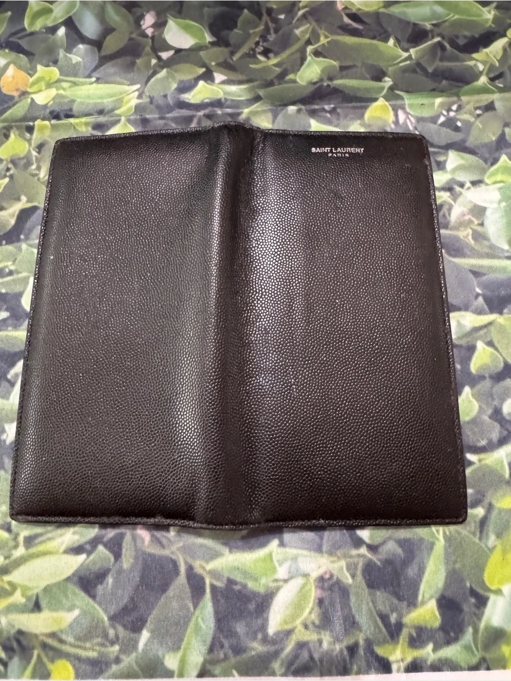 Saint Laurent Black Pebbled Leather   Long Wallet